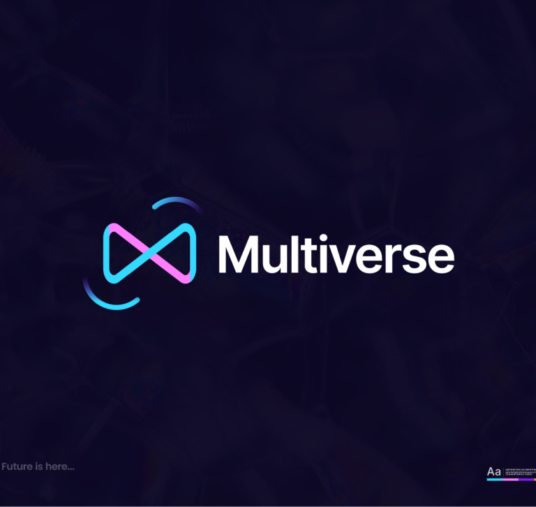 meta -crypto - futuristic - virtual reality logo - multiverse