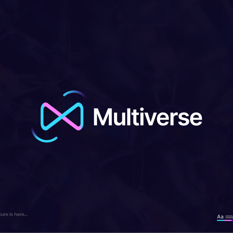 meta -crypto - futuristic - virtual reality logo - multiverse
